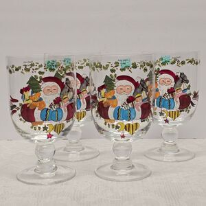 Portmeirion Studio A Christmas Story 16 Oz Goblet Set Of 4 Santa Toys NEW AS IS